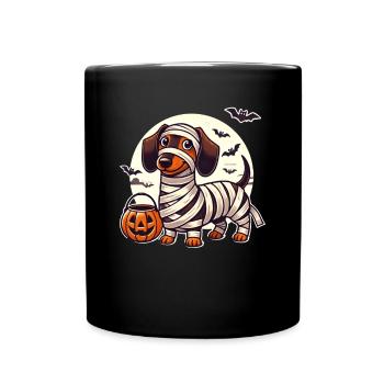 Dachshund Halloween Mummy Cute Dachshund Kids - Full Colour Mug - black - Front