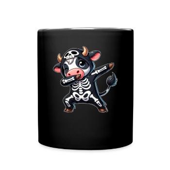 Halloween Skeleton Cute Cow Men Women - Full Colour Mug - black - Front
