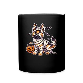 German Shepherd Halloween Mummy Cuter - Full Colour Mug - black - Front
