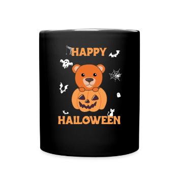 Bear in pumpkin cute bears Happy Halloween - Full Colour Mug - black - Front