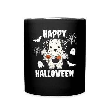 Dalmatians Happy Halloween Pumpkin Bat - Full Colour Mug - black - Front