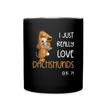 I Just Really Love Dachshunds Dachshund - Full Colour Mug - black - Front