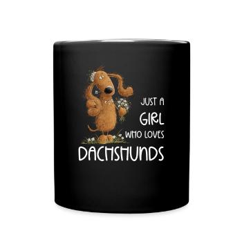 Drôle juste une fille qui aime les teckels Teckel - Mug uni - noir - Devant