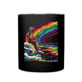 Eisfischen Fischer Fischer Popart - Tasse einfarbig - Schwarz - Vorne