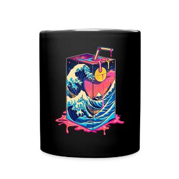 Japanische Milchkarton Kawaii Große Welle von Kana - Tasse einfarbig - Schwarz - Vorne