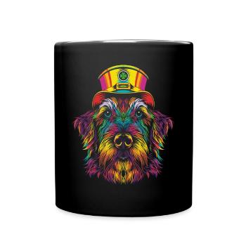 Irischer Wolfshund Hund St. Patricks Day Popart - Tasse einfarbig - Schwarz - Vorne