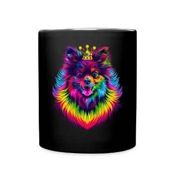 Keeshond Dog Crown Popart - Full Colour Mug - black - Front