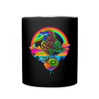 Kiwi Tier Obst Sonnenbrille Strand Regenbogen Popa - Tasse einfarbig - Schwarz - Vorne