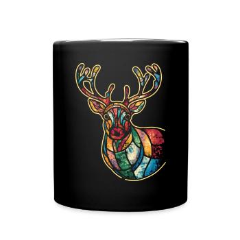Reindeer Deer Xmas Reindeer Christmas Christmas - Full Colour Mug - black - Front