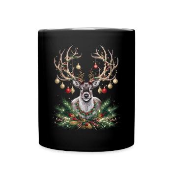 Reindeer Deer Xmas Reindeer Christmas Christmas - Full Colour Mug - black - Front