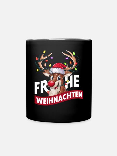 Rentier Reh Xmas Reindeer Christmas Weihnachten - Tasse einfarbig - Schwarz