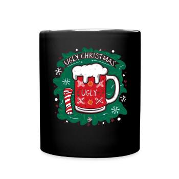 Bier Weihnachten Weihnachtsmann Xmas Christmas - Tasse einfarbig - Schwarz - Vorne