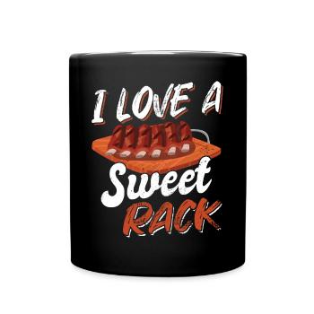 I Love A Sweet Rack BBQ Meat Lover - Full Colour Mug - black - Front