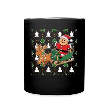Weihnachten Weihnachtsmann Xmas Santa Christmas - Tasse einfarbig - Schwarz - Vorne