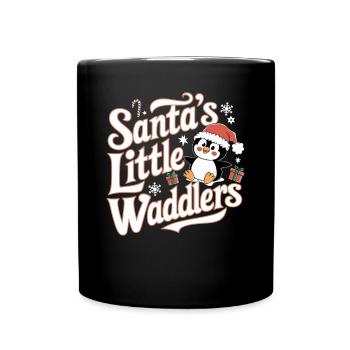Kleine Watschelpinguine von Santa Weihnachten - Tasse einfarbig - Schwarz - Vorne