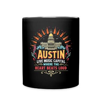 Austin : capitale de la musique live, là où le cœur bat - Mug uni - noir - Devant