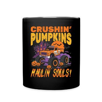Monster Truck Halloween Crushin Pumpkins - Tasse einfarbig - Schwarz - Vorne