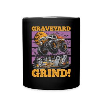 Monster Truck Halloween Graveyard Grind! - Full Colour Mug - black - Front
