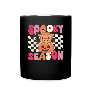 Dragon Halloween Groovy Citrouille Saison effrayante - Mug uni - noir - Devant
