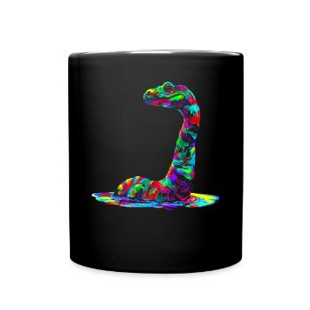 Nessie Plesiosaurier Loch Ness Monster Popart - Tasse einfarbig - Schwarz - Vorne