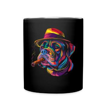 Mastiff Chien Smoker Hat Popart - Mug uni - noir - Devant