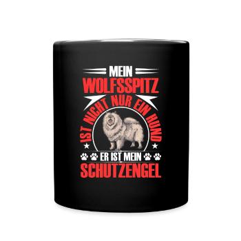 Wolfspitz is my guardian angel Keeshond - Full Colour Mug - black - Front