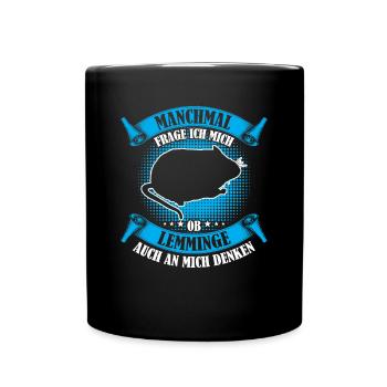 Lemmings Thinking of Me Vole Lemming - Full Colour Mug - black - Front