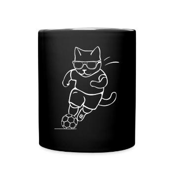 Chat Footballeur avec lunettes de soleil - Chat portant - Mug uni - noir - Devant