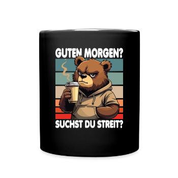 Bonjour? Vous cherchez un combat ? Grognement matinal - Mug uni - noir - Devant