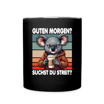 Bonjour? Vous cherchez un combat ? Grognement matinal - Mug uni - noir - Devant