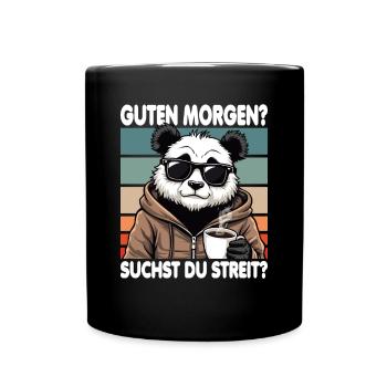 Bonjour? Vous cherchez un combat ? Grognement matinal - Mug uni - noir - Devant