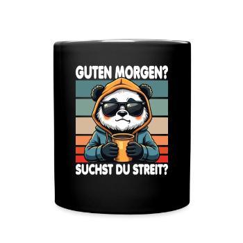 Bonjour? Vous cherchez un combat ? Grognement matinal - Mug uni - noir - Devant