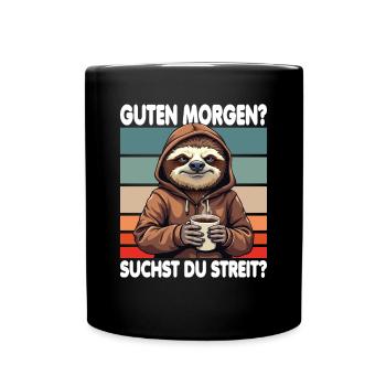 Bonjour? Vous cherchez un combat ? Grognement matinal - Mug uni - noir - Devant