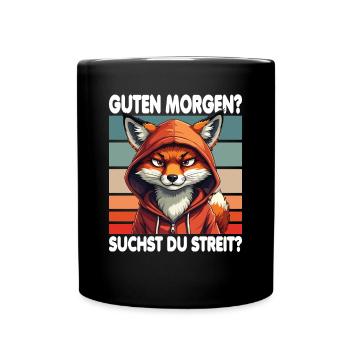 Bonjour? Vous cherchez un combat ? Grognement matinal - Mug uni - noir - Devant