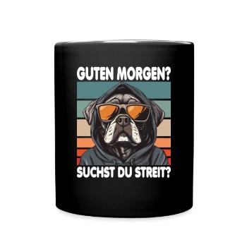 Bonjour? Vous cherchez un combat ? Grognement matinal - Mug uni - noir - Devant