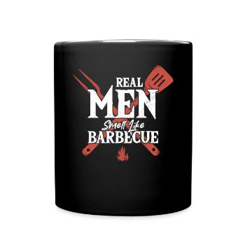 Les vrais hommes sentent le barbecue - Mug uni - noir - Devant