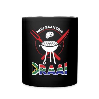 Nou Gaan Ons Braai BBQ Grillen Fleisch - Tasse einfarbig - Schwarz - Vorne