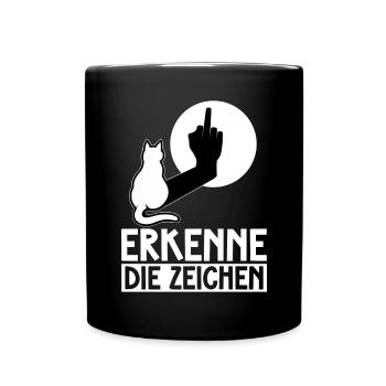 Erkenne die Zeichen Lustige Katze Schatten - Tasse einfarbig - Schwarz - Vorne