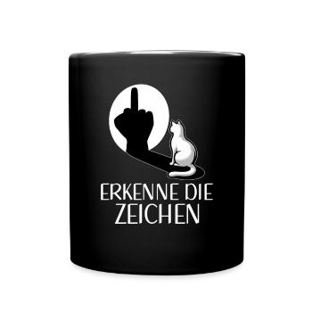 Erkenne die Zeichen Lustige Katze Schatten - Tasse einfarbig - Schwarz - Vorne