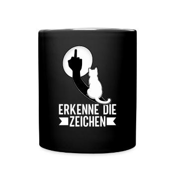 Erkenne die Zeichen Lustige Katze Schatten - Tasse einfarbig - Schwarz - Vorne