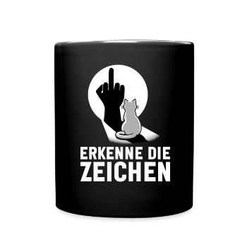 Erkenne die Zeichen Lustige Katze Schatten - Tasse einfarbig - Schwarz - Vorne