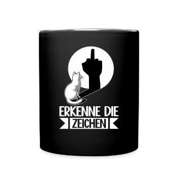Erkenne die Zeichen Lustige Katze Schatten - Tasse einfarbig - Schwarz - Vorne