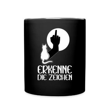Erkenne die Zeichen Lustige Katze Schatten - Tasse einfarbig - Schwarz - Vorne