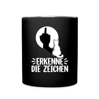 Erkenne die Zeichen Lustige Katze Schatten - Tasse einfarbig - Schwarz - Vorne