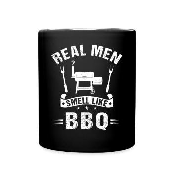 Les vrais hommes sentent le barbecue - Mug uni - noir - Devant