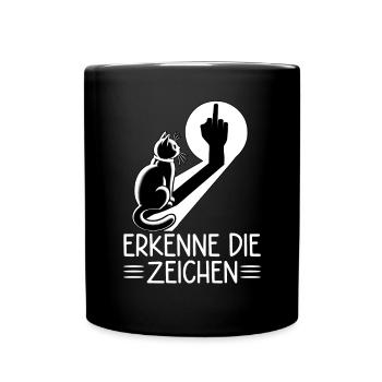 Erkenne die Zeichen Lustige Katze Schatten - Tasse einfarbig - Schwarz - Vorne