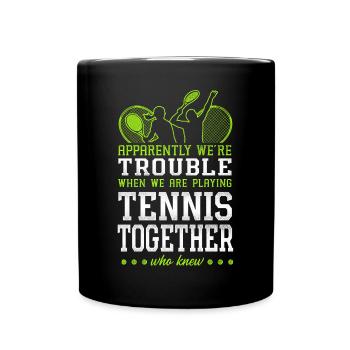 Drôle de joueur de tennis raquette amis - Mug uni - noir - Devant
