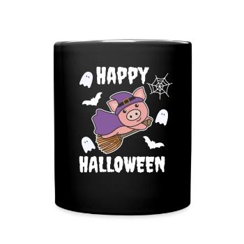 Cochon Happy Halloween Sorcière Enfants Sorcières Costume - Mug uni - noir - Devant