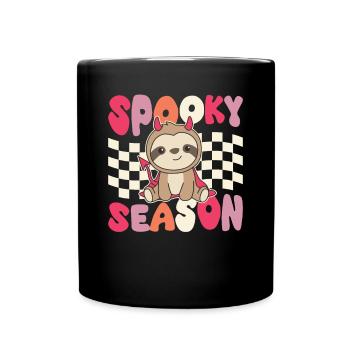 Sloth Halloween Groovy Devil Spooky Season - Full Colour Mug - black - Front