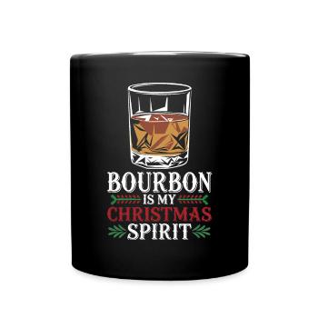 Bourbon Ist Mein Weihnachtsgeist - Tasse einfarbig - Schwarz - Vorne